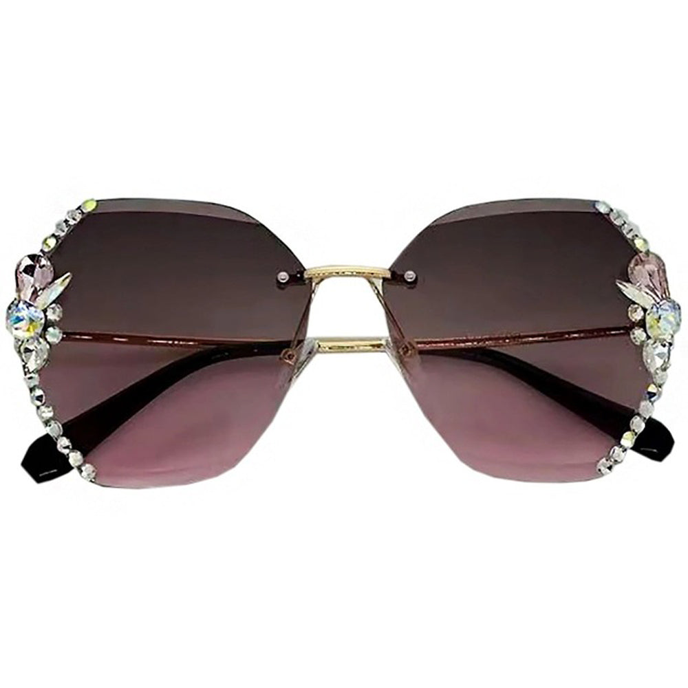 Vintage Rimless Rhinestone Sunglasses