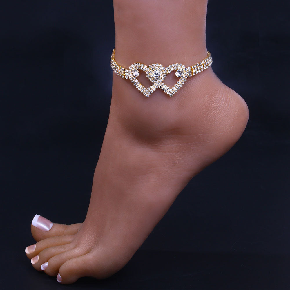 Double Heart Anklet Bracelet